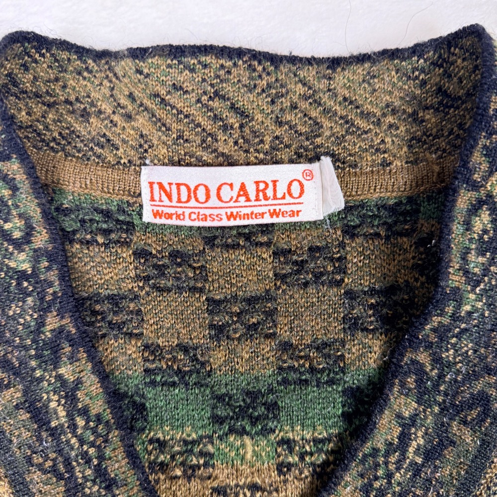Vintage Striped Inca Pattern Button Up Sweater Cardigan Womens Small Grandpacore - Picture 3 of 7